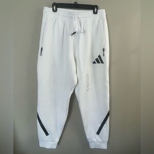 NEW Adidas White Joggers with Black Logo